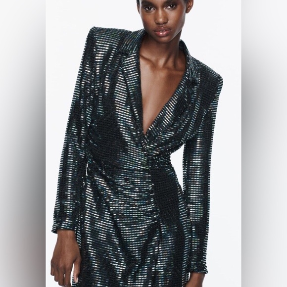 ZARA ~ Iridescent Mirrored Blazer Dress - Picture 4 of 15